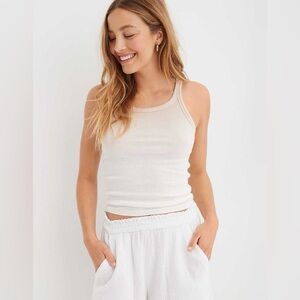 Aerie No BS neutral Brown/White summer Ombre beach‎ sleep ribbed Tank Top